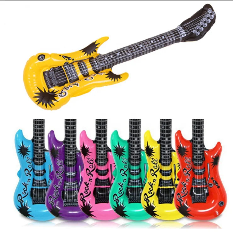 Party Music Accessories Rockstar 6-Color Waterproof Instrument Toy Inflatable Electric Guitar