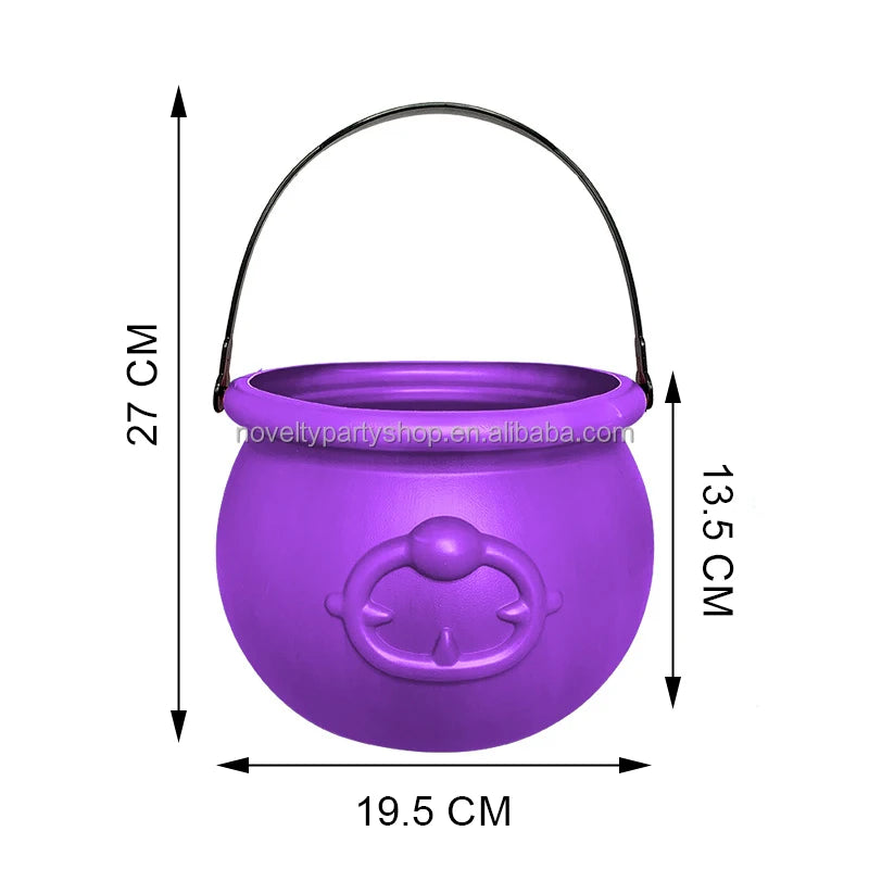 Halloween & Death Day Novelty 7.5 Inch Colorful Halloween Cauldron Plastic Cauldron Portable Witch Cauldron with Handle