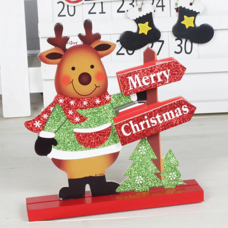 2020 New Christmas Ornaments Wooden Letter Ornament Santa Claus Tabletop Ornament