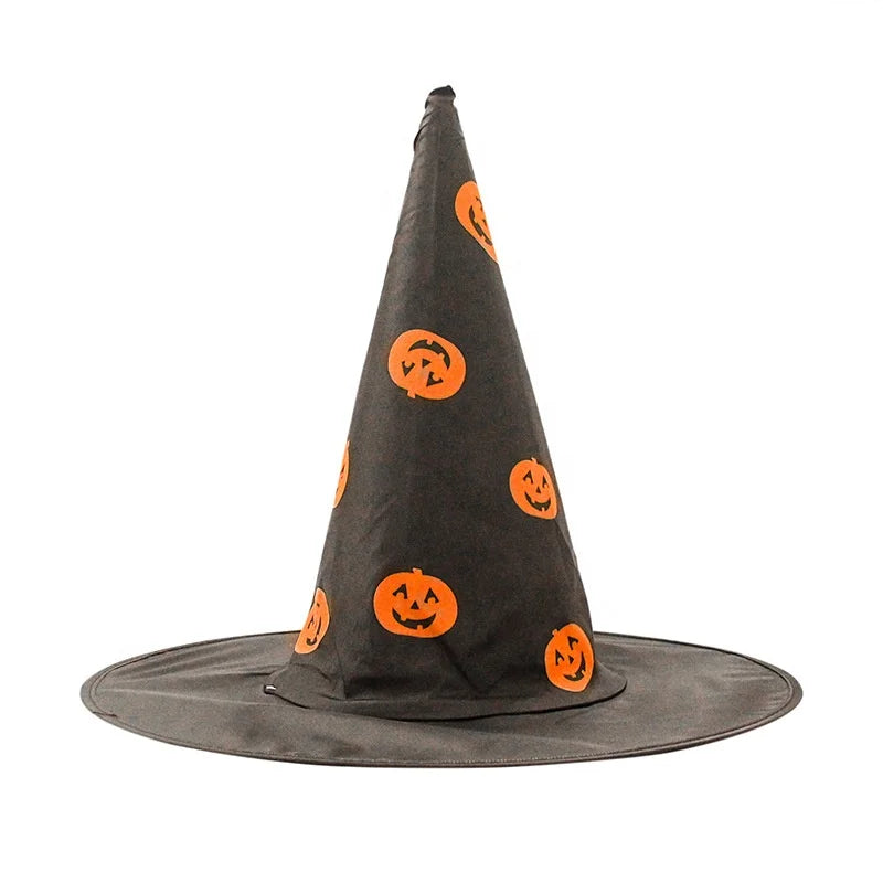 Halloween & Day of the Dead Props Hat Party Supplies Adult Child Witch Pumpkin Spider Web Pattern Halloween Black Wizard Hat