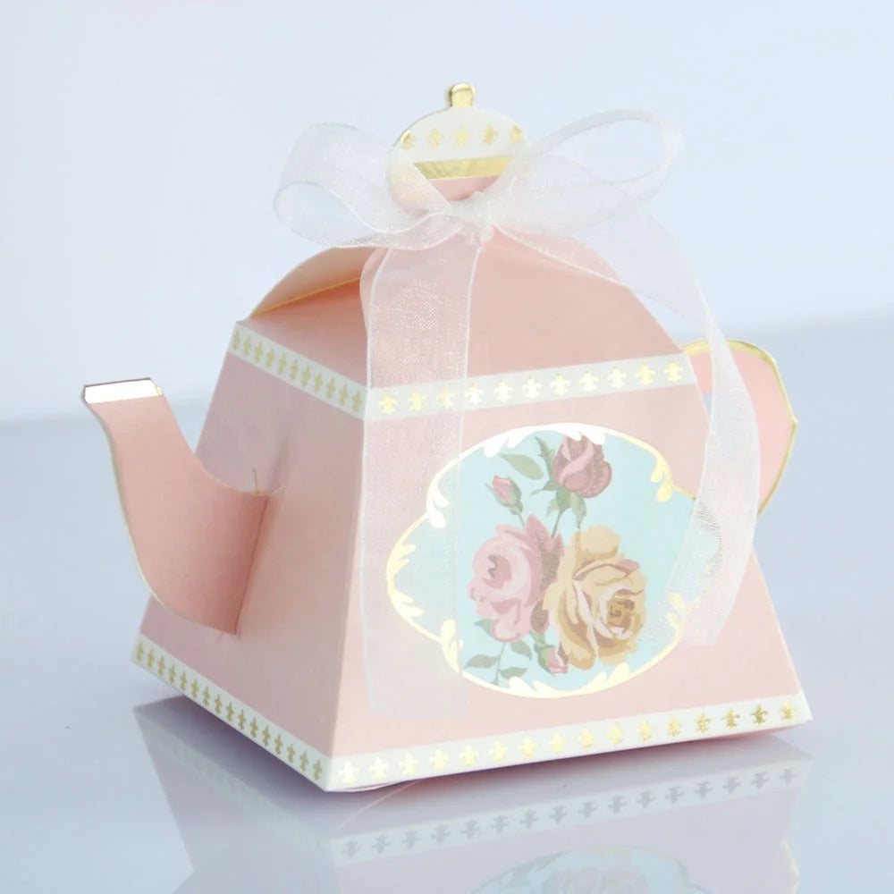 Birthday Party 2 Hot Sale Custom Teapot 6 Piece Set Folding Box Paper Bag Wedding Baby Shower New Year Candy Gift Box Party Decoration