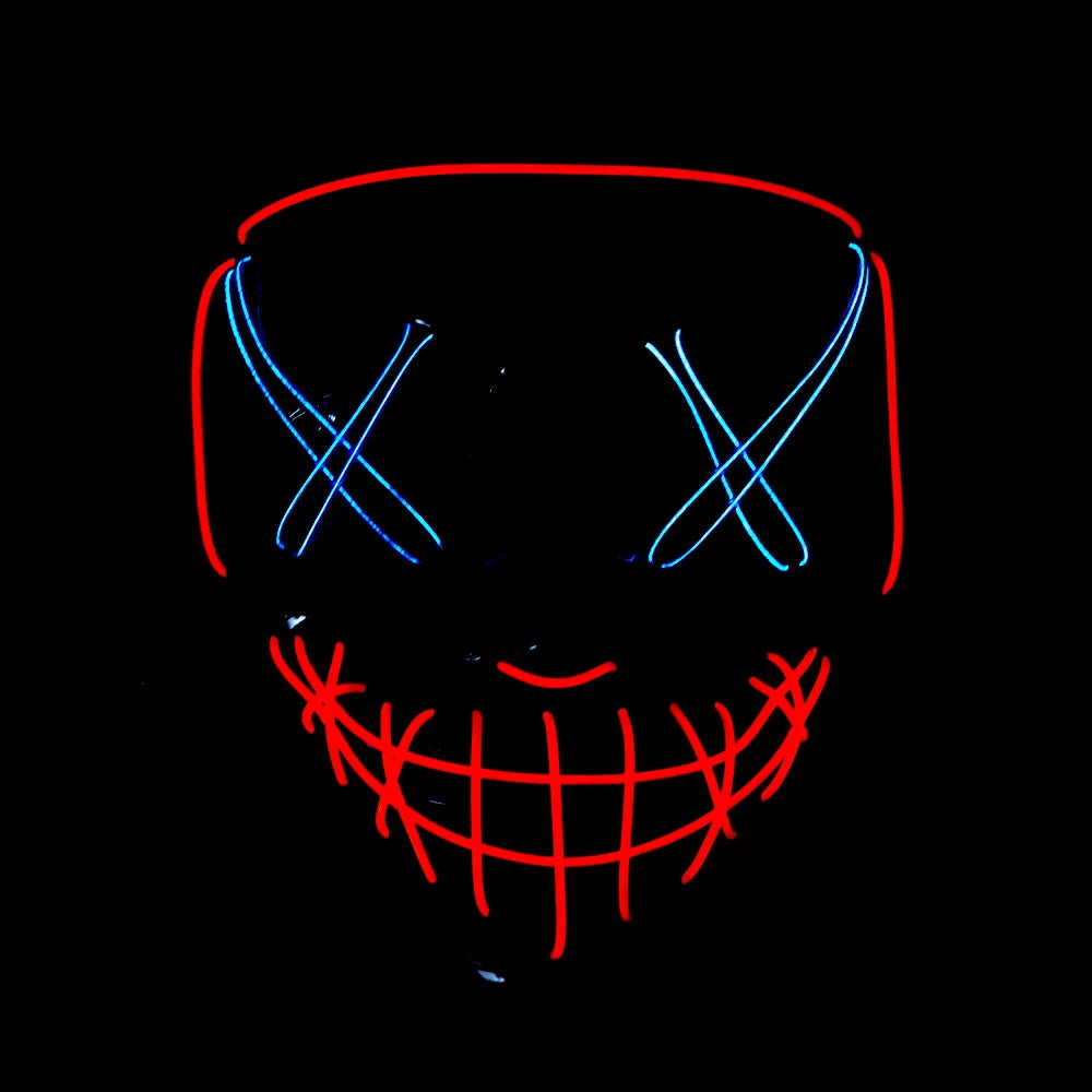 Halloween & Day of the Dead Light Emitting Diode Carnival Halloween Bar Party Luminous Horror V Ghost Lamp Mouth Eye Piercing Light Halloween El Wire Glow Mask