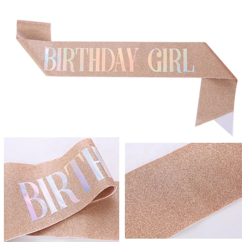 Birthday Party 2 Birthday Ornaments Ribbon Custom Design Birthday Party Supplies Birthday Girl Silver Glitter Belt