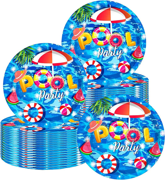 Summer Pool Party Paper Plate Summer Beach Themed Pool Party Plate