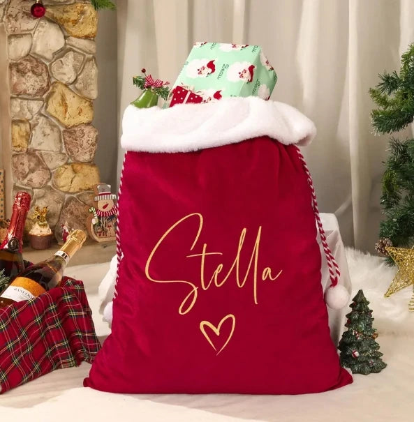 Saco de veludo personalizado de 71*51 cm para Papai Noel, saco de doces de Feliz Natal, saco de doces com cordão, saco de presente para Papai Noel 
