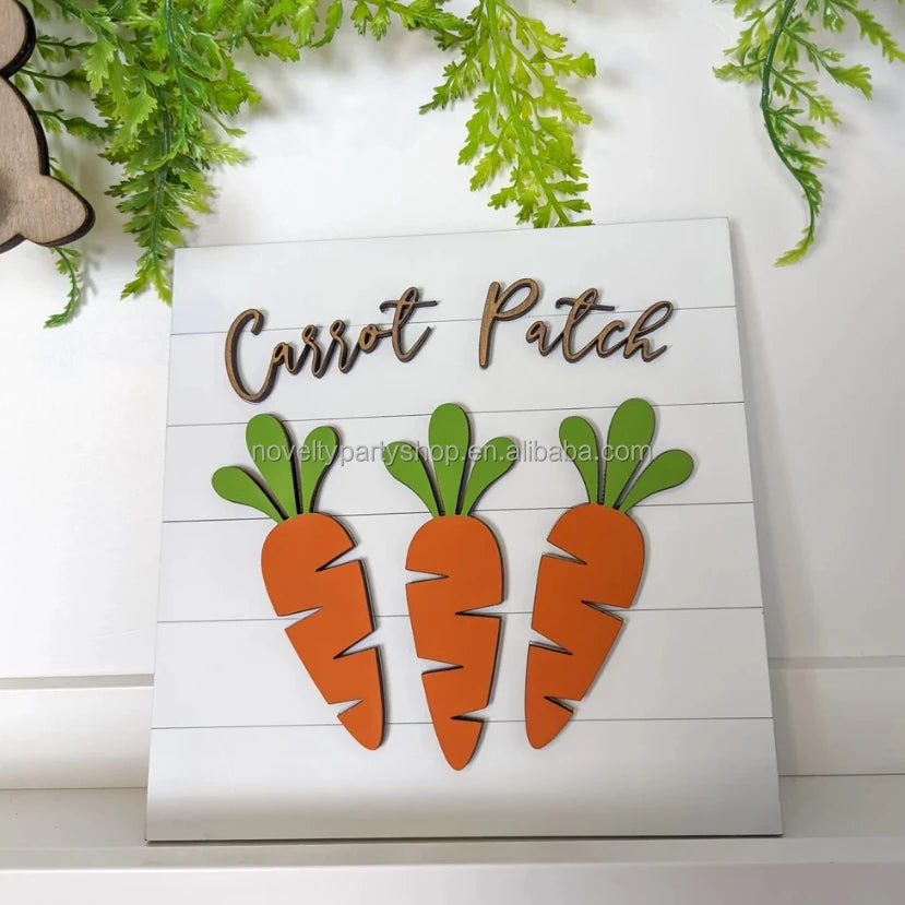 Páscoa e Ação de Graças 3 Decorações de Páscoa Inovadoras Coelho Decorativo de Cenoura Patch Placa de Sobrenome de Coelho Placa de Cenoura Patch 