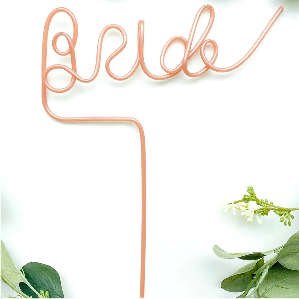 Bachelorette Party 1 Penis Swirl Chick Drink Straw Supply Ornaments Pamper Naughty Crazy Swirl Penis Straw Rose Gold Bride Straw