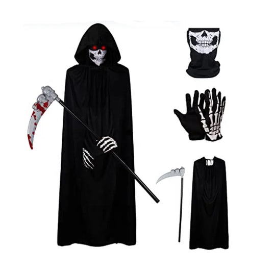 Halloween & Day of the Dead Party Adult Reaper Black Cape Cosplay Party Cosplay Ghost Accessory Set Halloween Costume Prop Set