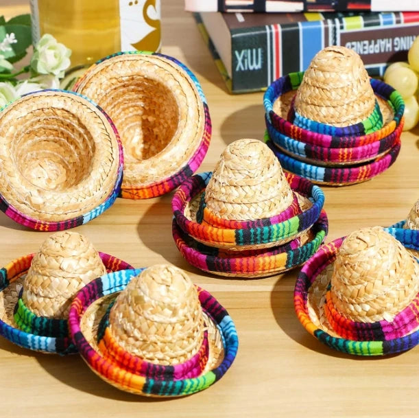 Mini Mexican Straw Hat Serape Top Hat 1 piece Cinco De Mayo Party Cutlery & Cinco De Mayo Decorations Carnival Decoration