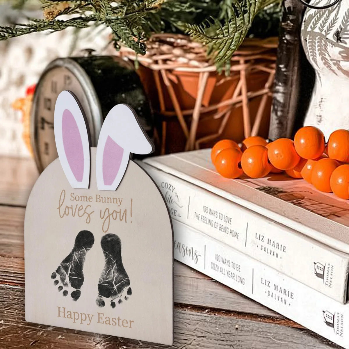 Easter and Thanksgiving 3 Personalize My First Easter Sign Baby Souvenirs Baby Footprints Easter Decoration Souvenirs Custom Baby Names First Easter Sign