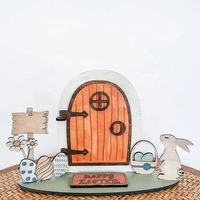 Custom Design Farmhouse Decoration DIY Christmas Elf Door Set Children's Gifts Wooden Christmas Fairy Door