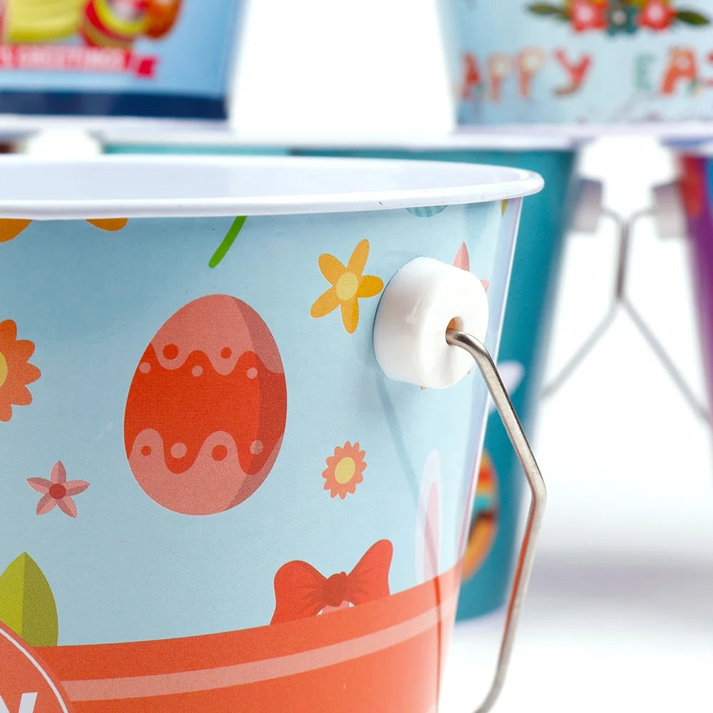 Easter and Thanksgiving 3 Rabbit Barrel Baskets Easter Egg Hunts Gift Baskets Kids Parties Love Easter Metal Barrels