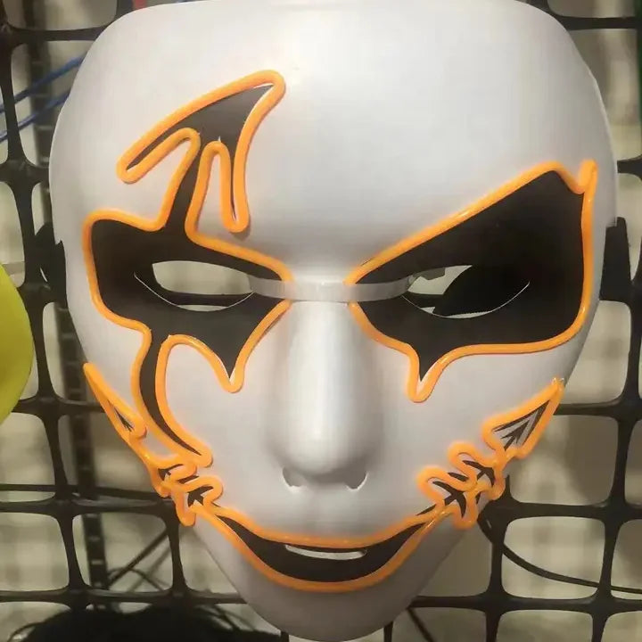 Halloween & Death Day Decoration Ghost Half Face Mask Light Emitting Diode Glow Dark Neon Cosplay Monster Mask Adult Movie Party Decoration