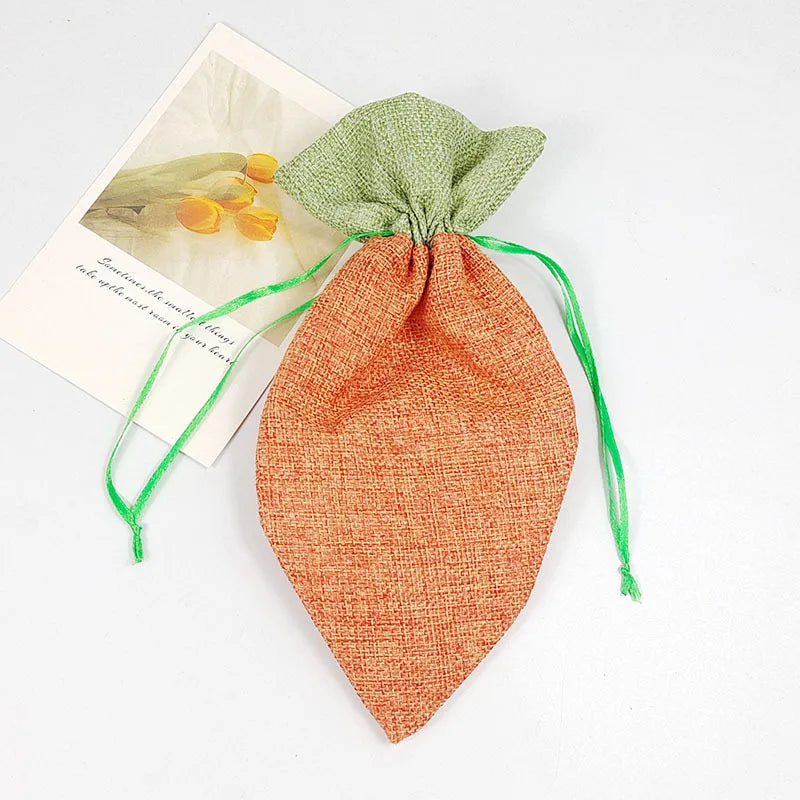 Easter and Thanksgiving 3 Personalized Spring Shop Easter Fabric Carrot Drawstring Gift Bag Reusable Linen Gift Bag Baby Carrot Burlap Gift Bag