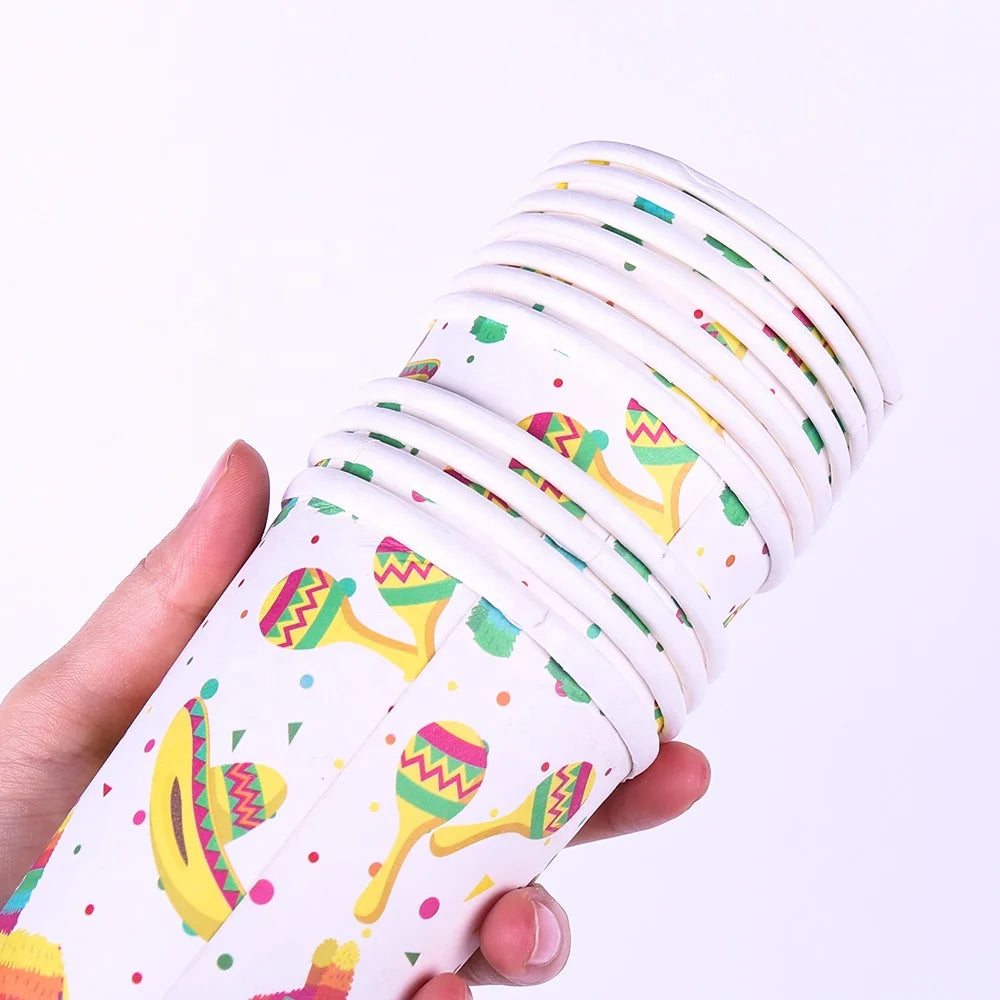 2021 New Mexico Themed Party Supplies Dining Table Paper Plate Set Disposable Tableware Napkin Plate Set Mexican Themed Tableware Napkin