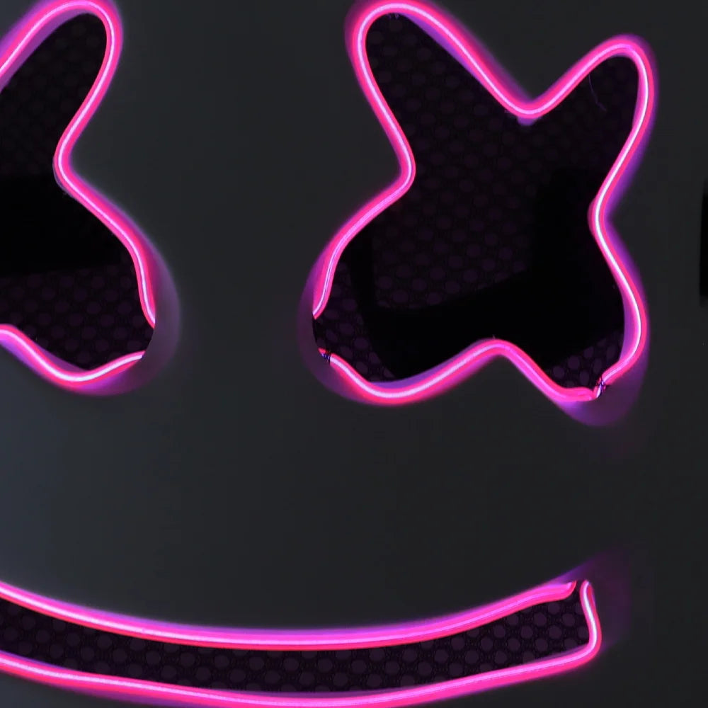 Halloween & Death Daylight Diode Funny Wire Silk Cute Cartoon Marshmallow Carnival Halloween Cosplay Theme Party Novelty Halloween PVC Glow Party Mask