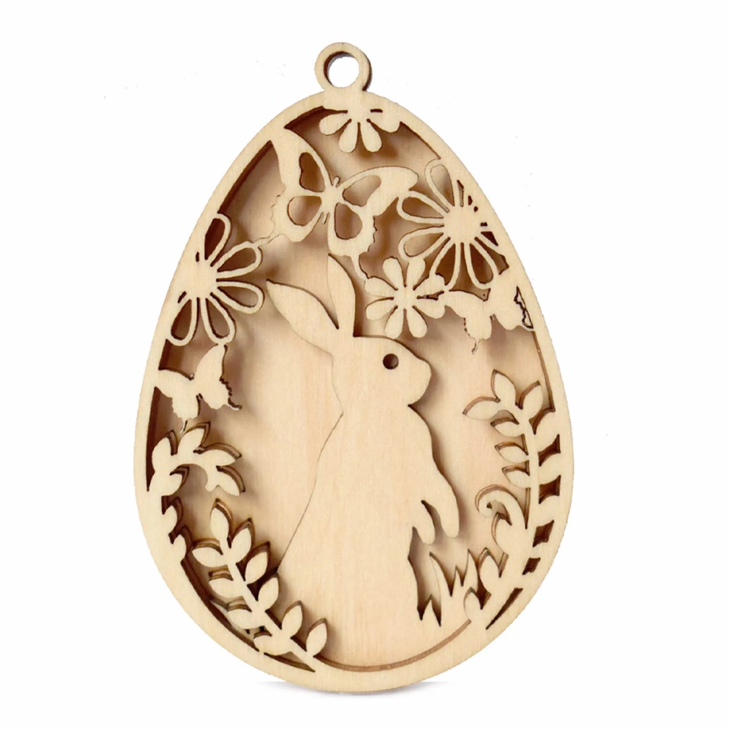 Easter and Thanksgiving 3 Eggs Unpainted Ornaments DIY Craft Organic Flowers Woodland Holidays Prefer Spring Hanging Wood Rabbit and Easter Eggs