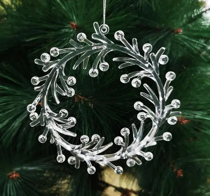 50 creative Christmas party ornaments Christmas tree pendant decoration simulation transparent acrylic wreath pendant props