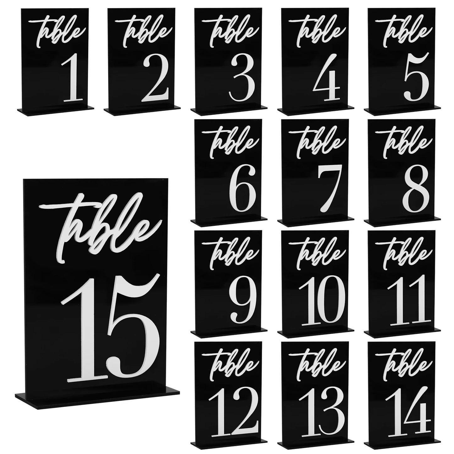 1 Wedding Party 15 Pieces 3D Transparent Acrylic Table Number Wedding Reception Event Party Restaurant Ornament Decoration Tabletop Signage Table Number