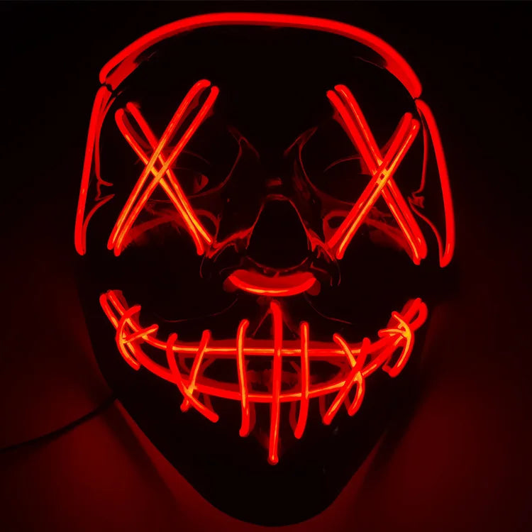 Halloween & Death Day Light Up Vendetta Neon Halloween Carnival Bar Night Party Light Emitting Diode Strips Scary Mysterious Killer Halloween Light Emitting Diode Clown Mask
