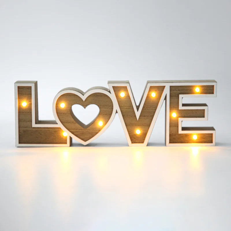 1 Wedding Party, Woodwork English Alphabet Lights Wedding Decoration Christmas Led String Lights Tabletop Decoration Wooden Boat