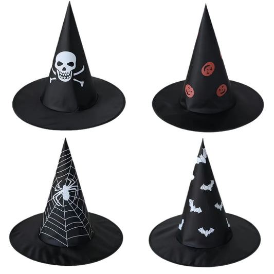 Halloween & Death Day Printed Hat Halloween Cosplay Party Favor Wicked Hat Costume Accessories Kids Costume Gothic Halloween Cone Witch Hat