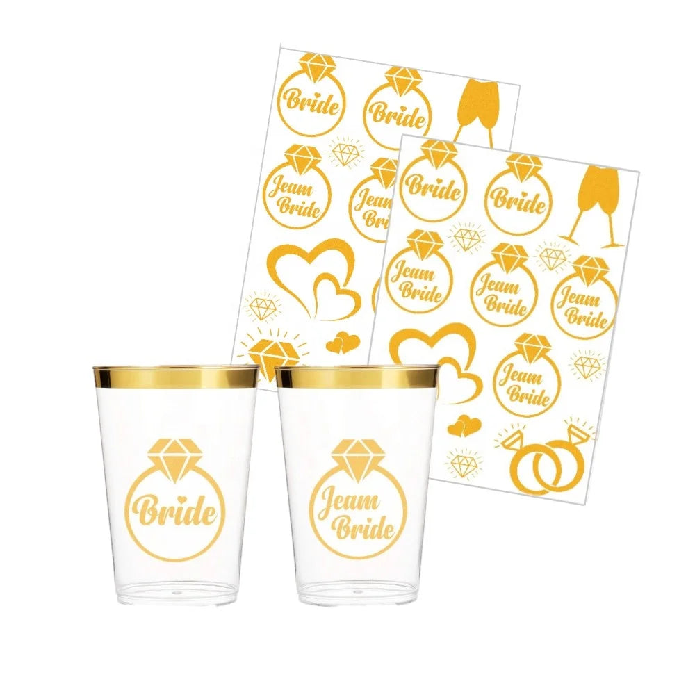 Bachelorette Party 1 Bachelorette Party Cup Tattoo Bridesmaid Gifts Bridal Team Bridal Tattoo Cup Pink and Gold Cup Wedding and Bridal Shower