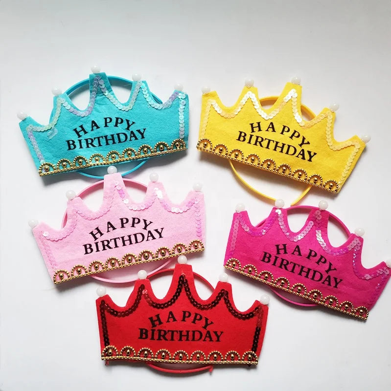 Birthday Party 2 Accessories LED Flash Headwear Headband Kids Princess Crown Headband Clothing LED Happy Birthday Headwear