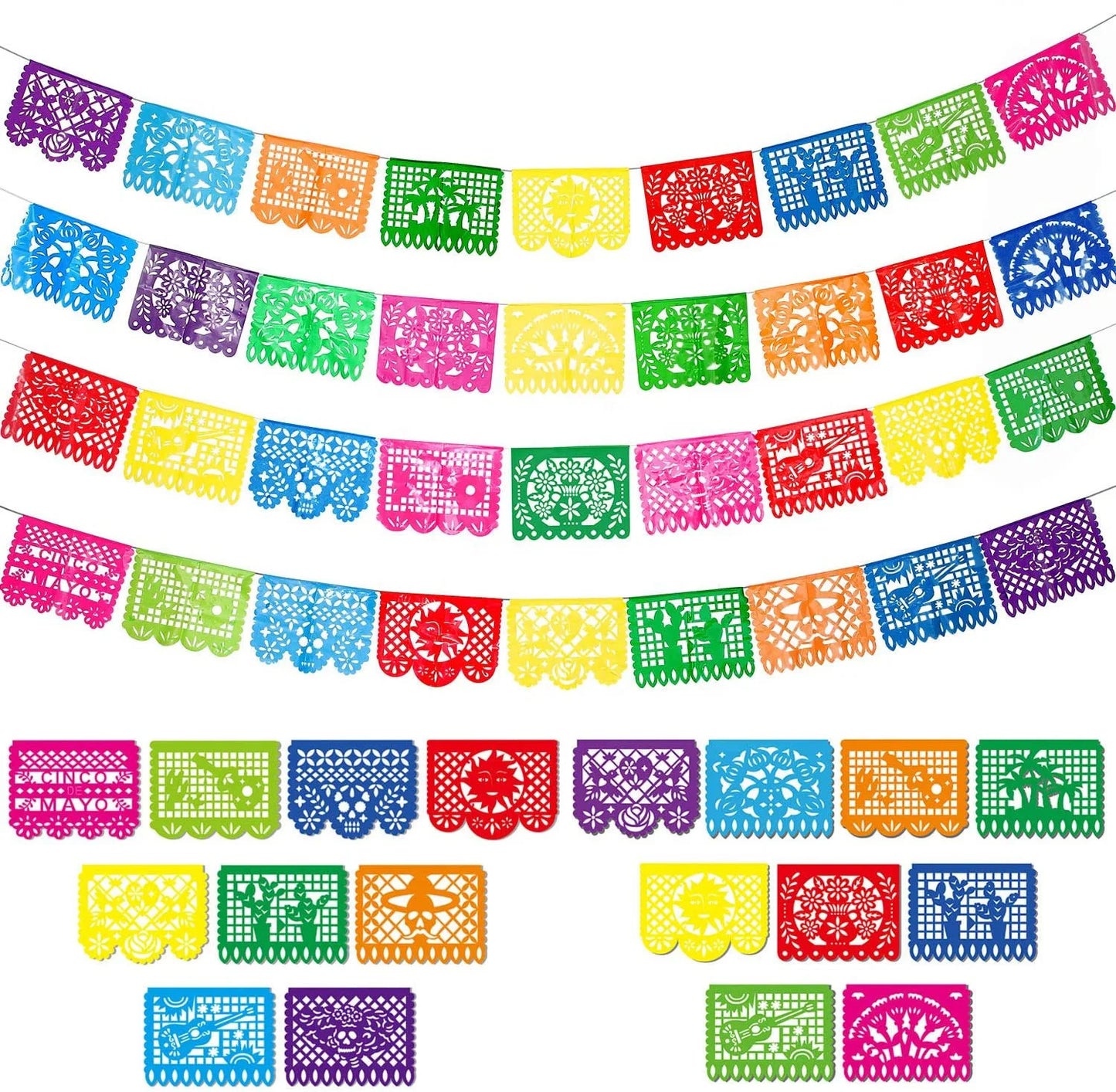 Mexican Party Banner Large Plastic Papel Picado Banner