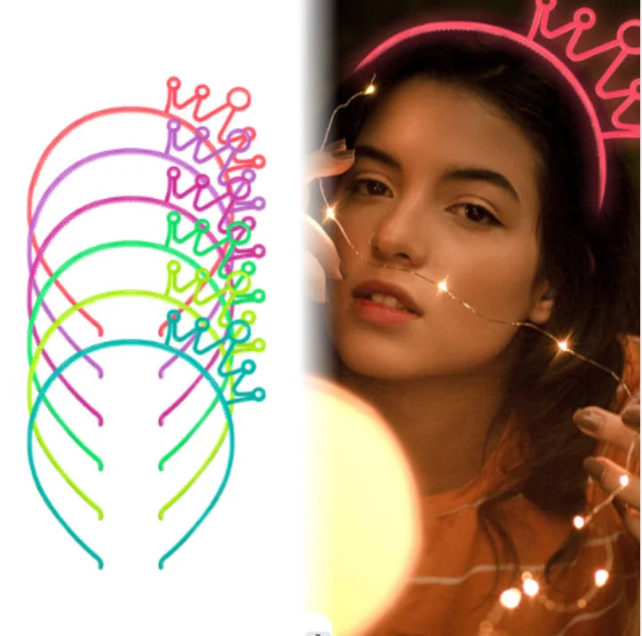 Birthday Party 2 Wholesale Birthday Party Decoration Candy Color Lighting Headband Plastic Crown Tiara