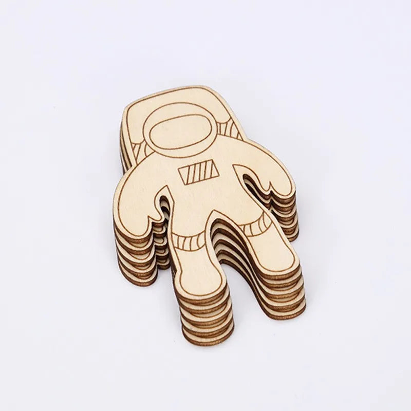Birthday Party 2 pcs Unfinished Wooden Cut Wooden Paint Crafts Outer Space Party Gift Supplies Space Birthday Party Gift Bag Accessories