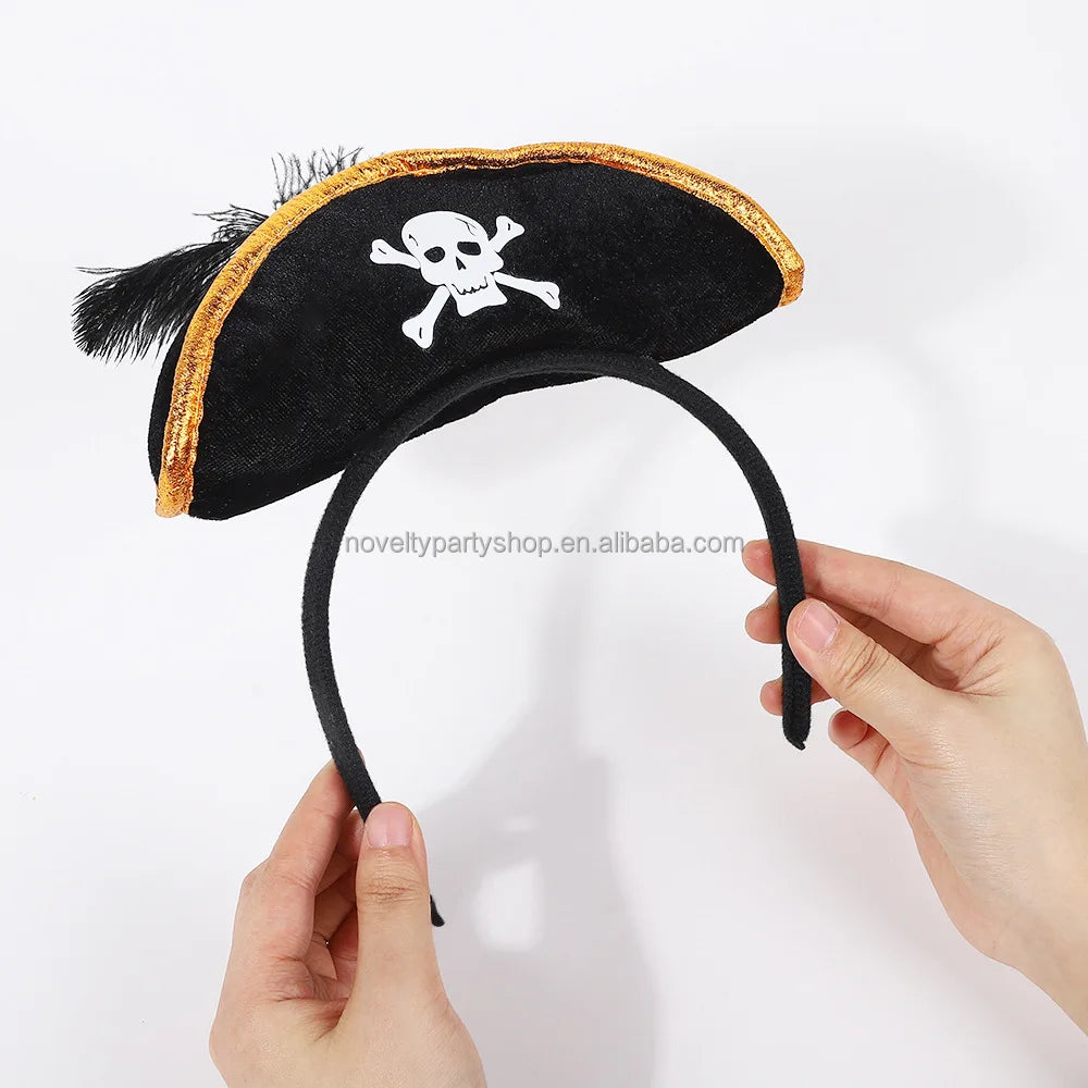 Halloween & Day of the Dead Skull Hat Headband Pirate Costume Female Pirate Dress Up Headband Pirate Headband Cosplay Costume