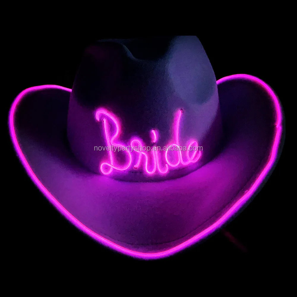 Bachelorette Party 1 New Arrival Funny Cowgirl Party Hat Bachelorette Party Dress Up Cowboy Hat Glow White Bridal Party Hat
