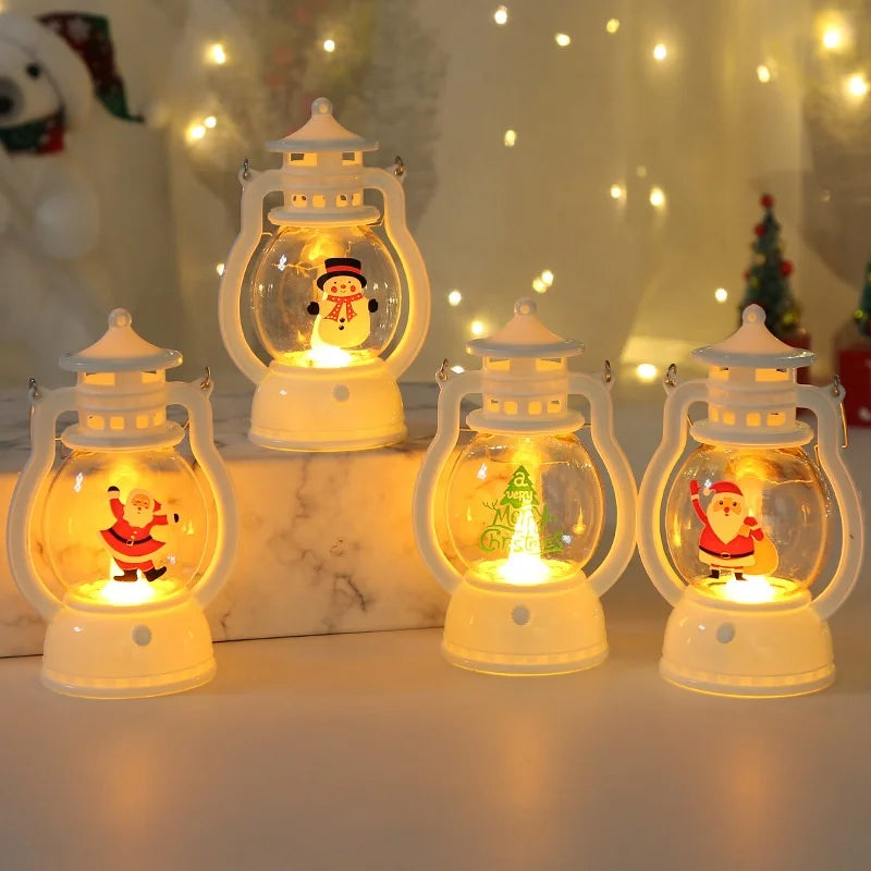 Diodo emissor de luz de Natal lanterna de plástico castiçal diodo emissor de luz luz noturna boneco de neve decoração mesa natal lanterna diodo emissor de luz 