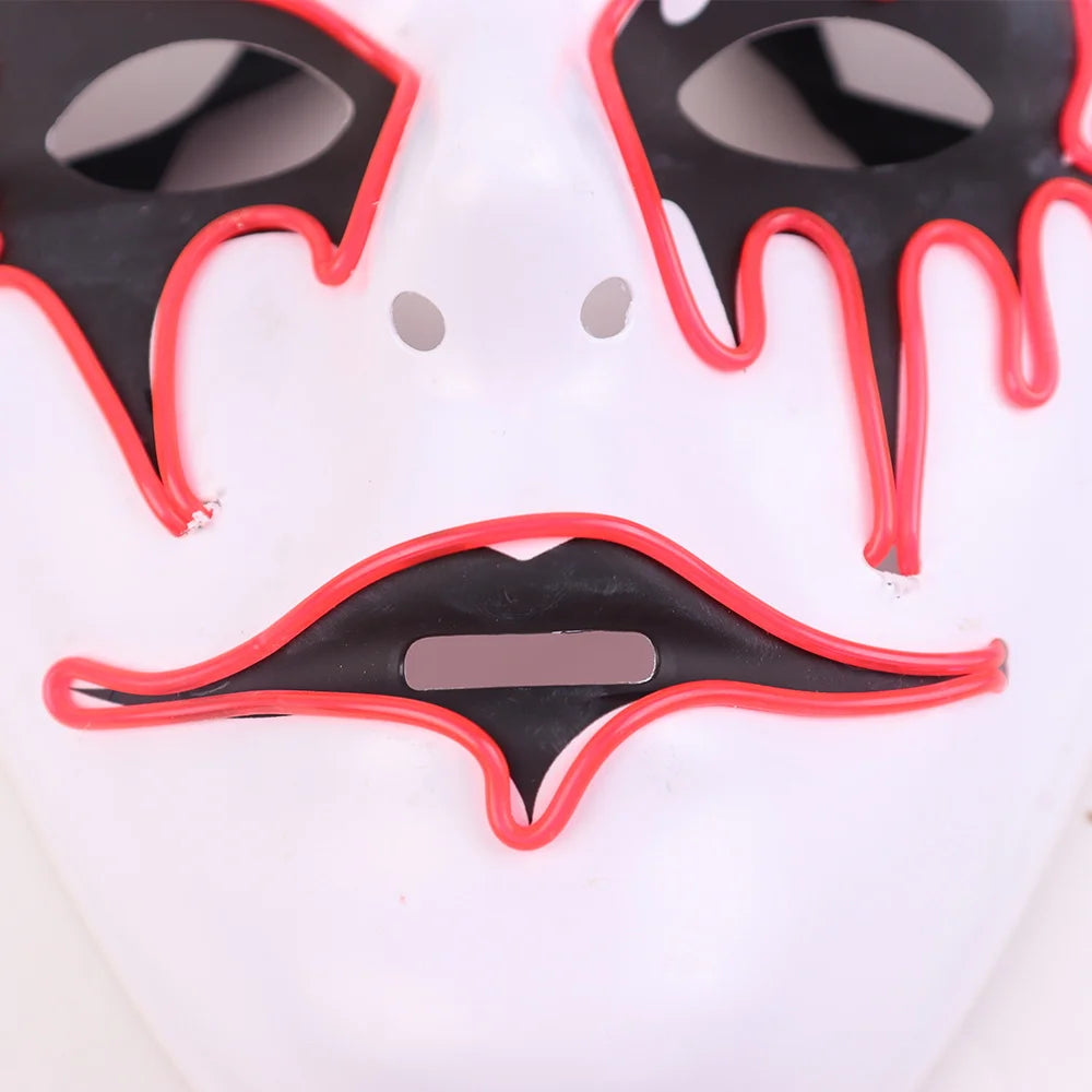 Halloween & Death Day Halloween Party New Mask Makeup Neon Mask Glowing Clown Light Emitting Diode Party Halloween Mask