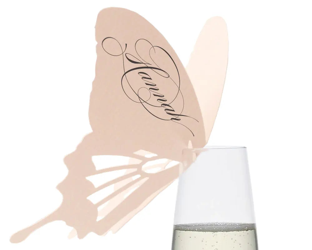 Carnaval Novelty Hollow Design Wine Glass Decoration Valentine's Day Wine Glass Identification 3D Butterfly Wine Glass Location Card