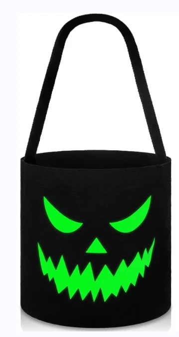 Halloween & Death Day Foldable Kids Fluorescent Party Basket Trick Gift Luminous Black Candy Tote Bag