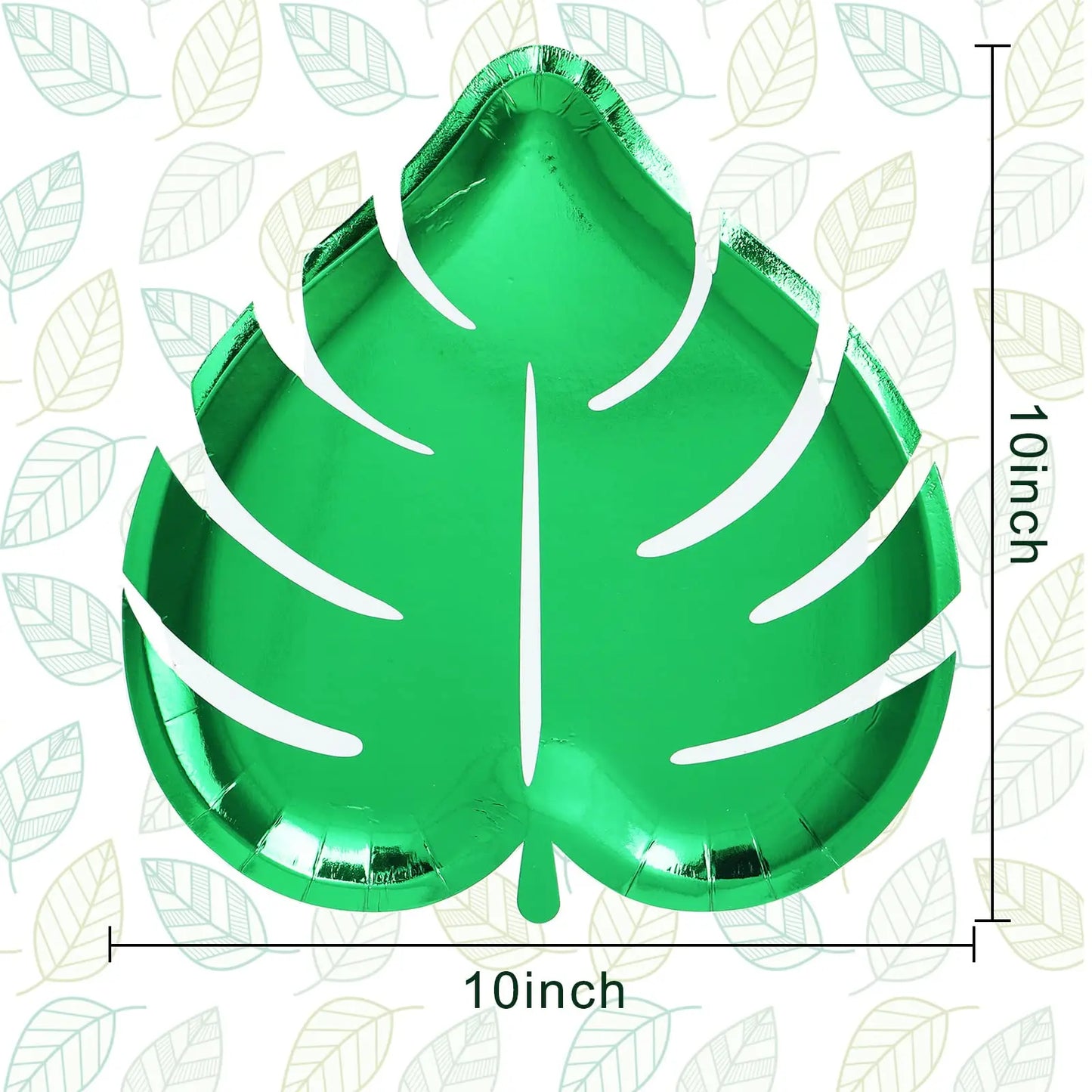 10 Party Ornaments Disposable Cutlery Picnic Accessories 3pcs Turtle Leaf Board Tropical Paper Plate