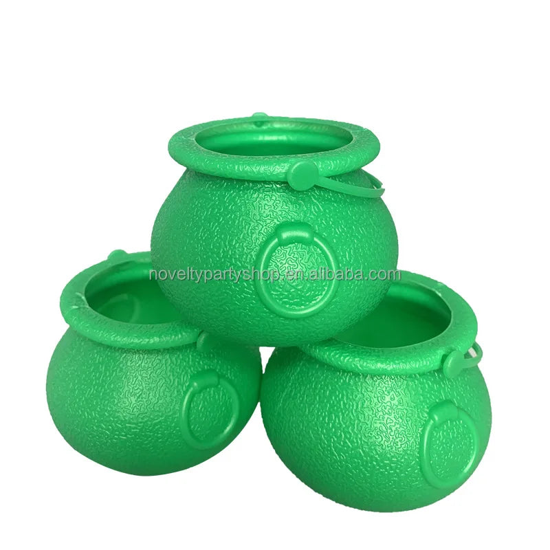 Halloween & Death Day Novelty Mini Colorful Halloween Cauldron Plastic Cauldron Portable Witch Cauldron with Handle
