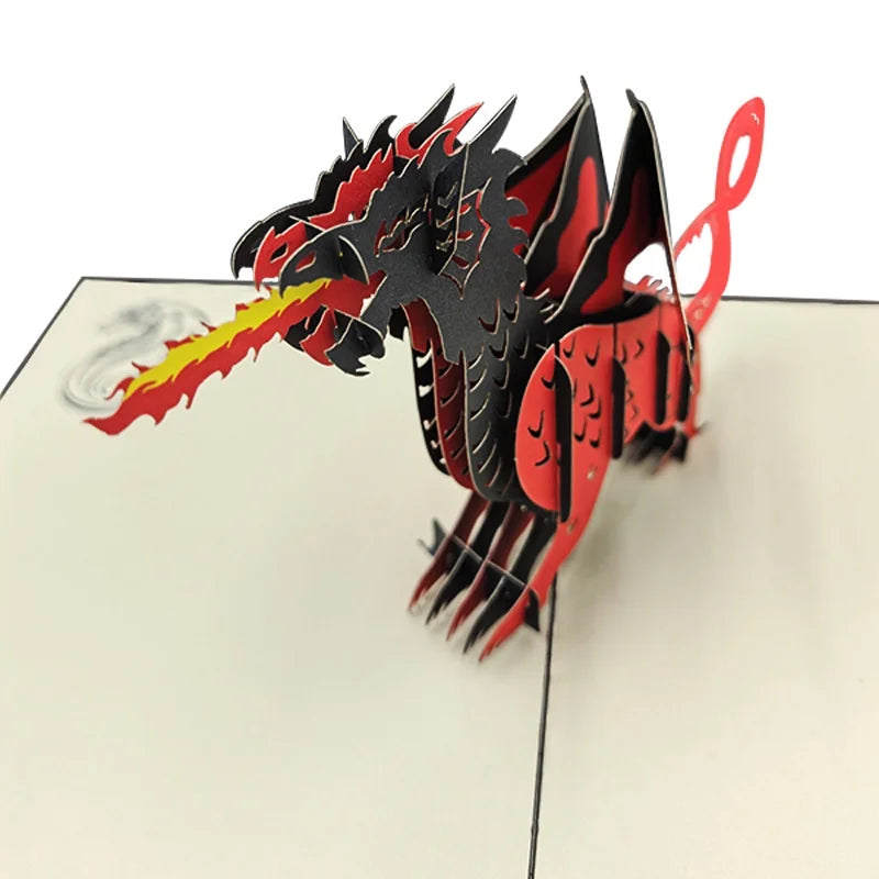 Birthday Party Creative 3D Dragon Paper Sculpture Card Laser Cut Pop-Up Birthday Card