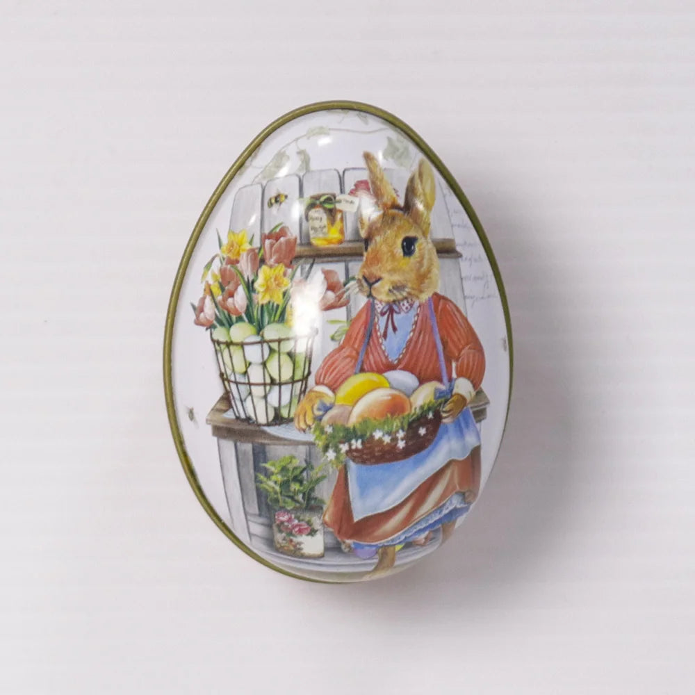 Easter and Thanksgiving 3 Easter Egg Modeling Candy Packaging Tin Box Cute Tin Rabbit Printing Alloy Metal Egg Modeling Tin Sugar Box
