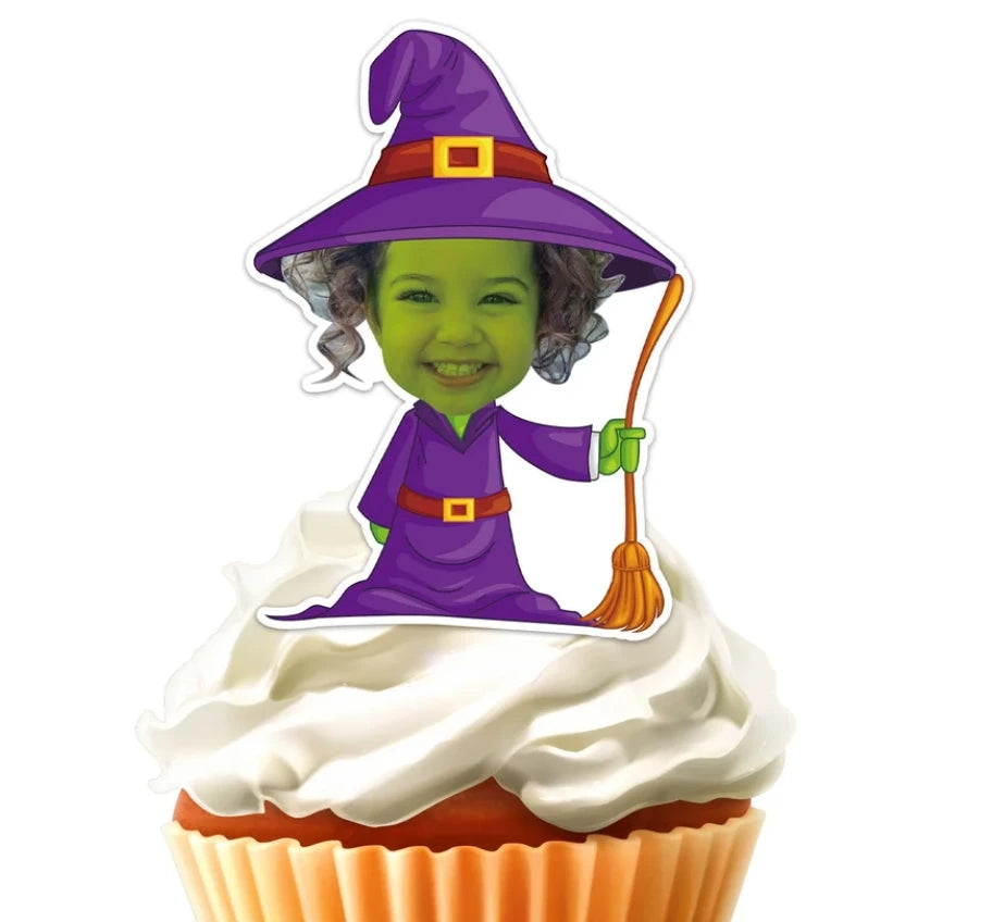 Halloween e Dia dos Mortos 12 peças Padrão Personalizado Festa de Halloween Decoração de Aniversário Rosto Personalizado Foto Cupcake Chapéu Alto Personalizado Cupcake Chapéu Alto de Halloween 