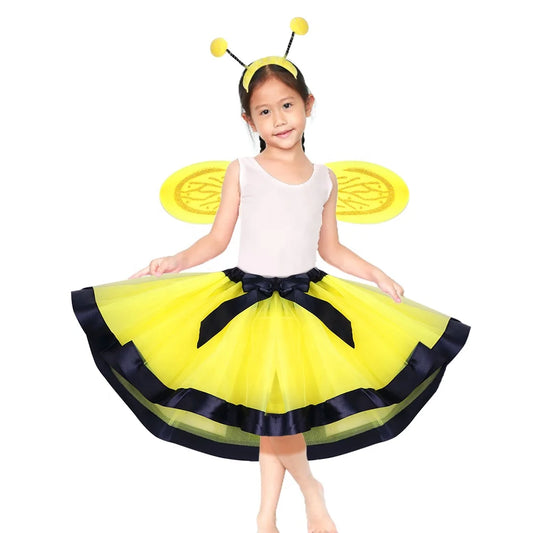 Halloween & Dead Day 4pcs Girls Kids Bees Halloween Cosplay Party Dress Up Wings Headband Stick