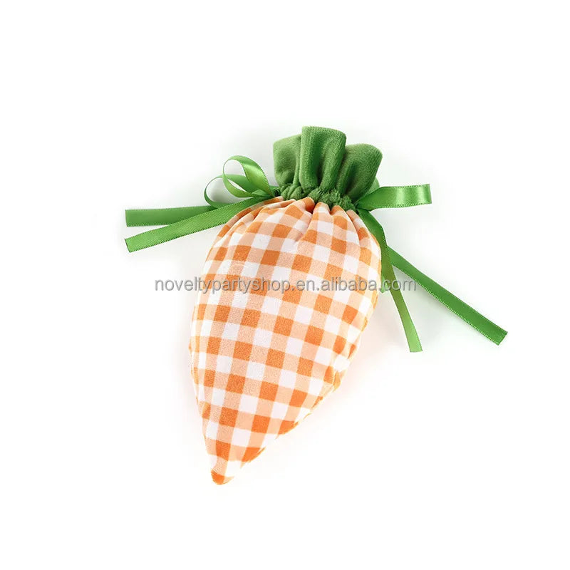Easter and Thanksgiving 3 Novelty Easter Carrot Gift Drawstring Bag Party Velvet Bag Easter Carrot Bag