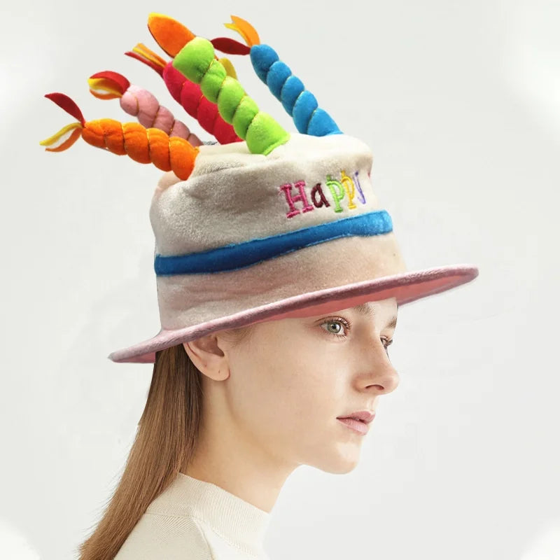 Birthday Party 2 Adult Happy Birthday Hat Cake Candle Pink Blue Letter Print Hat Birthday Party Ornaments Hat