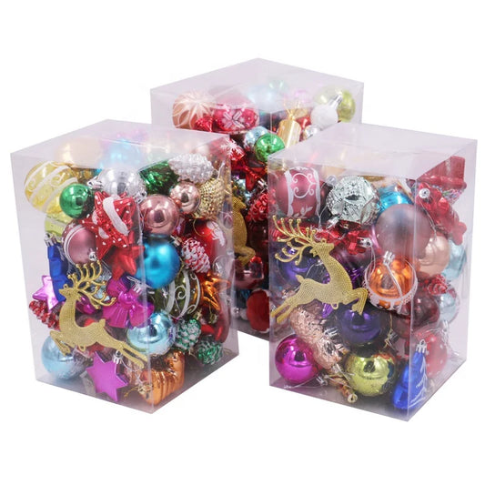 Colored Christmas Tree Ornament Festive Christmas Ball Reindeer Snowflake Plastic Christmas Decoration