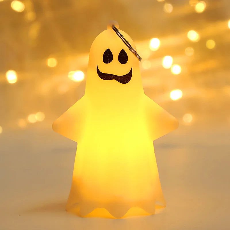Decorações de Halloween e Dia dos Mortos 5 peças Pequena Expressão Abóbora Fantasma Festa Portátil Pendurado Fivela Bateria Luz Diodo Emissor de Luz 