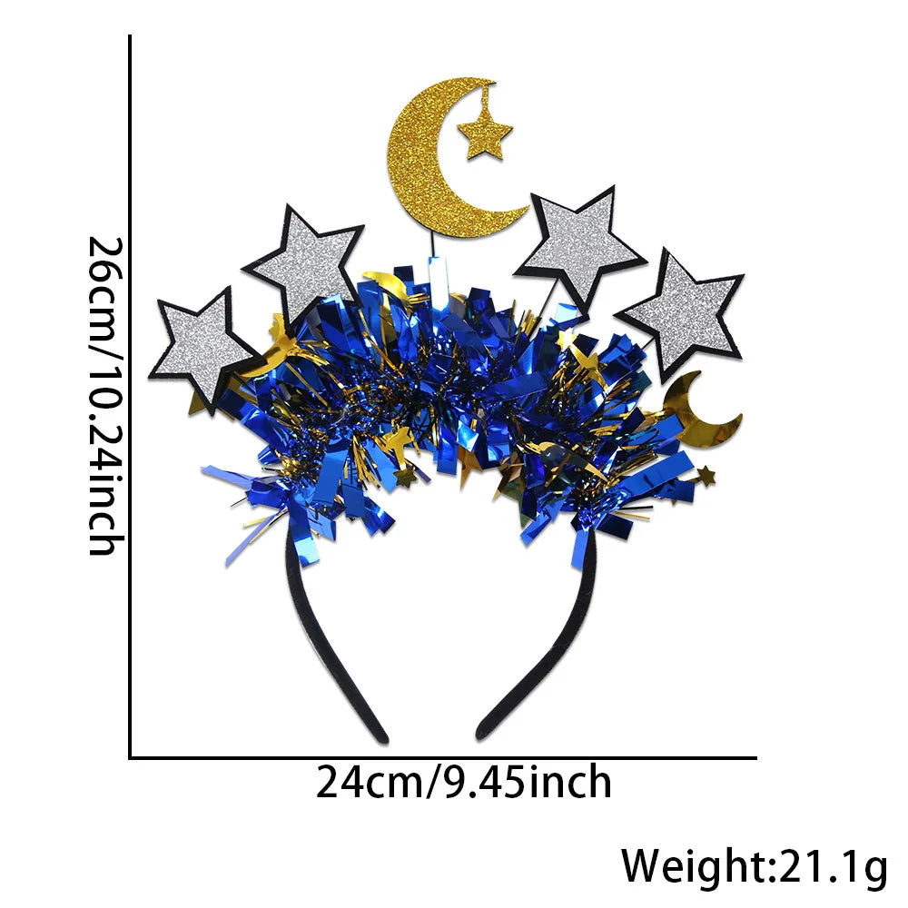 Easter and Thanksgiving 3 Muslim Color Bar Moon and Stars Headband Gifts Ramadan Photo Props Party Decoration Sulibi Flash Ramadan Castle Headband