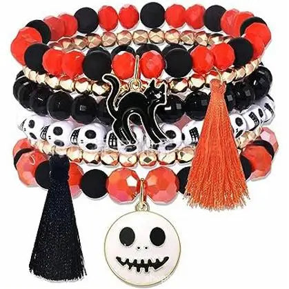 Halloween & Death Day Pafu Halloween Bracelet Ornaments Custom DIY Beads Bohemian Layered Bracelet Set Friendship Bracelet Girls & Girls Gifts
