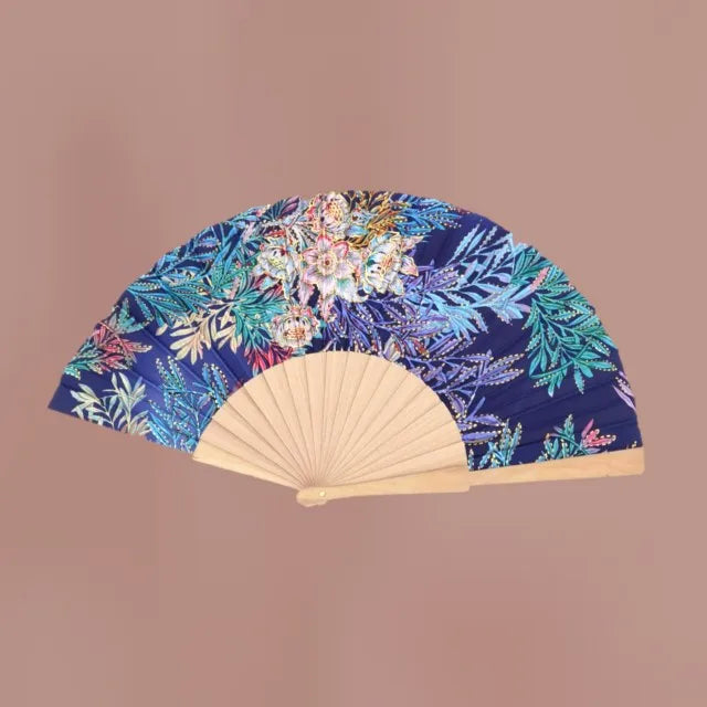 1 Wedding party, wholesale Chinese traditional flower style custom logo printing wooden folding hand fan wedding decoration